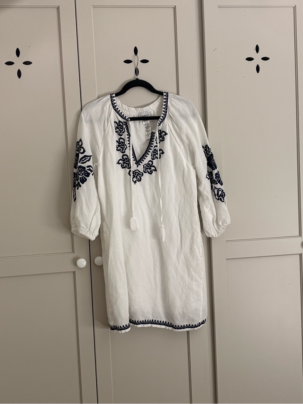 Tommy Bahama White Mini Dress with Navy Embroidery